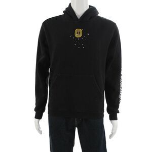 Overtime Mens Pullover Hoodie Black Graphic Drawstring Cotton Blend Size XL
